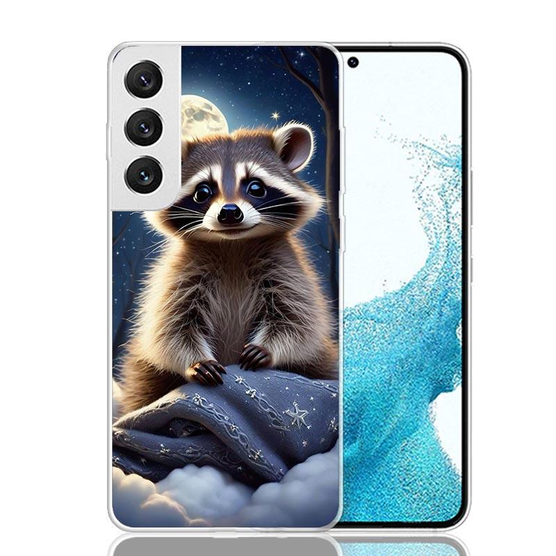 Waschbär Niedliches Tier Handyhülle Für Samsung Galaxy S26 Ultra S23 S24 S25 Edge S20 FE S21 S22 Plus Weiche Druck Hülle Abdeckung Fundas G