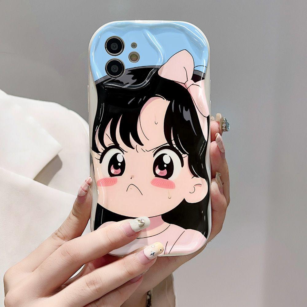 Cute Angry Girl Applies To iPhone15promax Mobile Phone Case Apple 14 Fine Hole 12/13 Soft Case 11