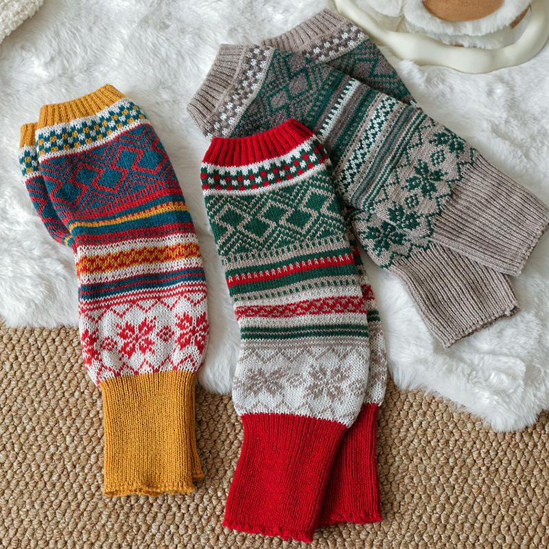 Autumn/Winter Warm Leg Warmers: Korean Knit Color Block Socks - European Style Women's Calf Foot Cover
