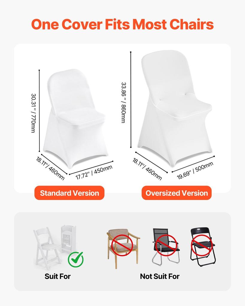 30 Pcs White Chair Covers, Polyester Spandex Chair Cover, Stretch Slipcovers for Wedding Party Dining Banquet Flat-Front Chair Covers, Fits Chair