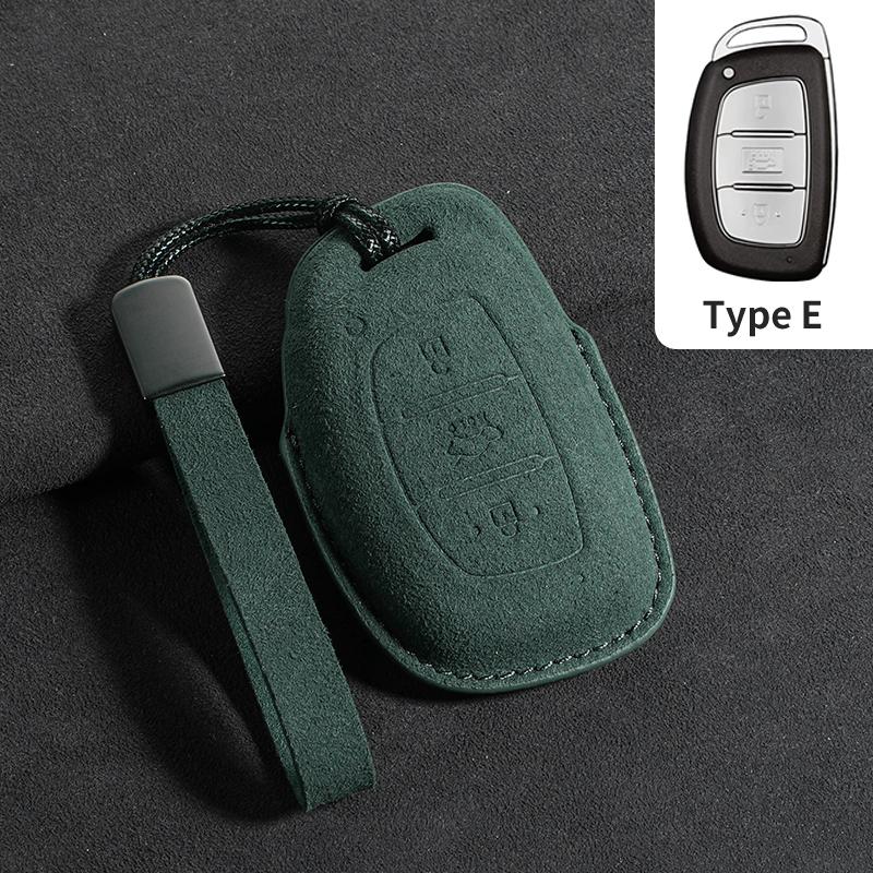 Leather Car Key Case Cover Shell Fob For Hyundai Protector Keychain