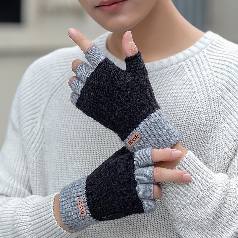 Winter Alpaca Wool Fingerless Gloves for Men, Women, Students - Ideal for Cycling and Writing