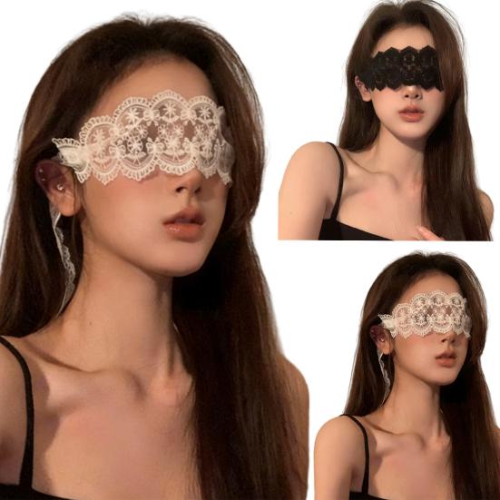 Lace BDSM Blindfold with Sheer Mesh Adjustable Sensory Deprivation Mask for Couples' Roleplay Soft Breathable Discreet Adult Toy for Intimate Foreplay