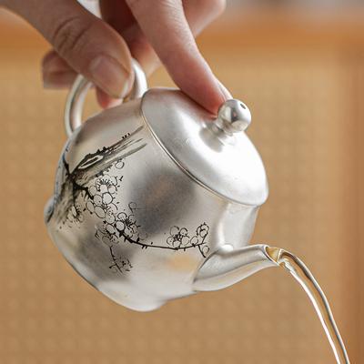 Ceramic Silver Teapot Home with Filter Teapot Light Luxury Kung Fu Tea Accessories Home Silver Pot Gift Box Ceramic Tea Kettle