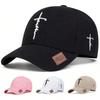 Unisex Baseballkappen mit Buchstaben-Kreuz-Stickerei, verstellbar, für den Außenbereich, Frühling und Herbst, lässige Sonnenkappe