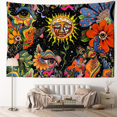 Abstract Mushroom Sun Tapestry Wall Hanging Witchcraft Mysterious Fantasy Hippie Tapiz Bedroom Dormitory Home Decor
