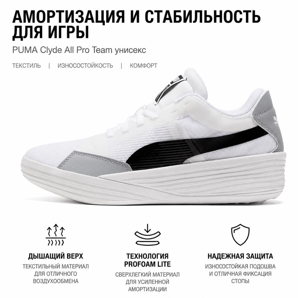 Puma Clyde All-Pro Team Bianco Nero Sneakers Unisex 195509-02