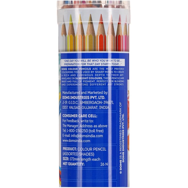 Doms 24 Shades Super Soft Color Pencils Round Tin Box | Smooth Color Application | For Blending & Experimenting Differen