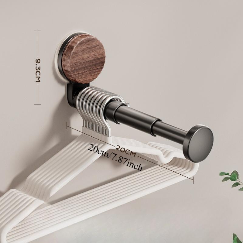 Clothes Spacesaving Drying Telescopic Foldable Rack With Suction Cup Installation Heavyduty Metal Blackwhite Indoor Hanging Bar Wallmounted