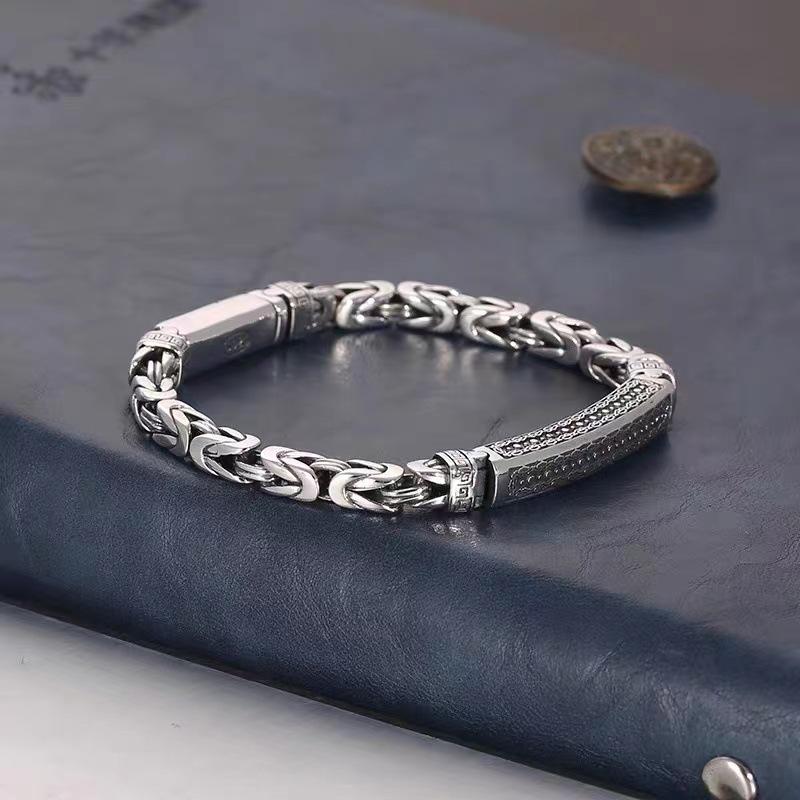 2026 Retro Old Personality Safe Pattern Couple Bracelet Retro Pure Hand-woven Bracelet Fashion Jewelry
