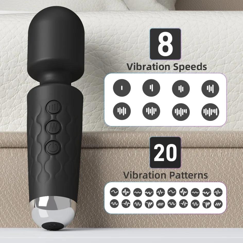 Powerful Handheld Wand Massager 20 Speeds AV Vibrator for Women G Spot Clitoris Stimulator Female Masturbation Adult Sex Toys