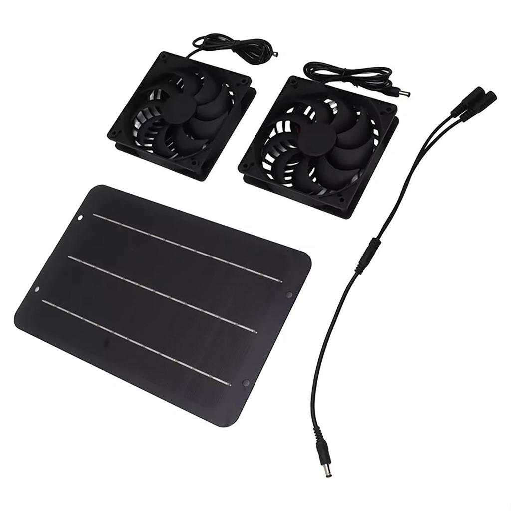 10W Solar Panel with Dual Fan Heatsink for Pet Room Cooling