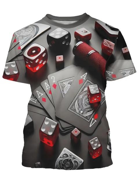 New 3D Poker King Pattern Casual Short Sleeve T-shirt Men's Comfortable T-shirts Streetwear
