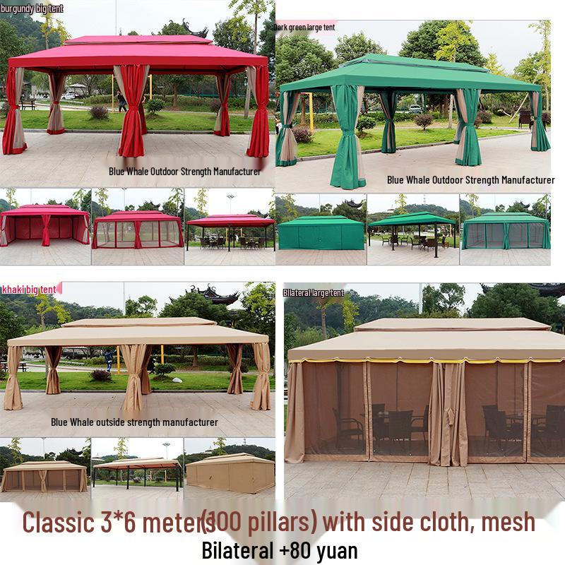 European Outdoor Gazebo Tent: Large, Four-Corner Awning for Courtyards and Carports