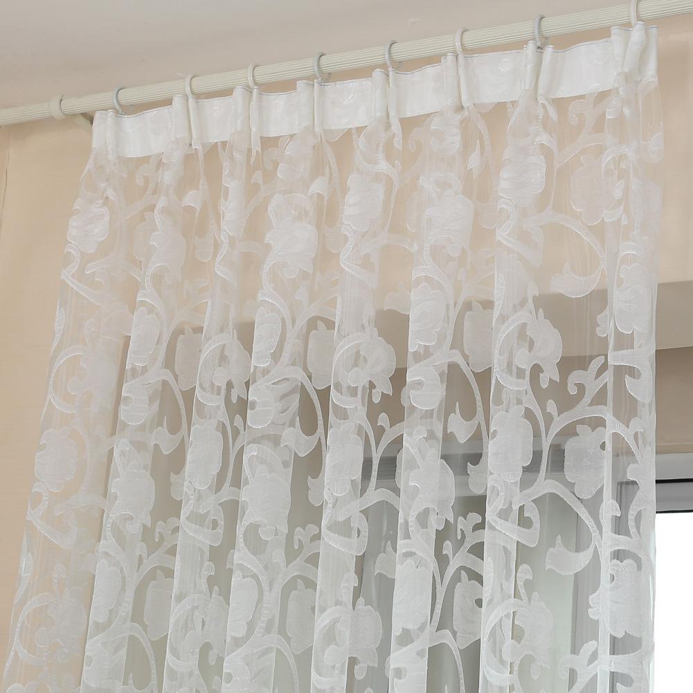 1PC Lozujoju Home Decor Jacquard White Voile Fabrics Modern Window Screening Tulle Curtains