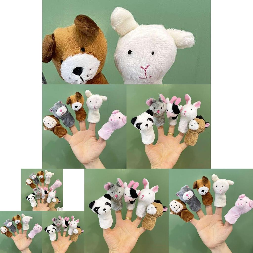 Süßes Kaninchen Plüsch Fingerpuppe Spielzeug Set Für Kinder Weicher Kurzer Plüsch Füllung Weiß 9cm