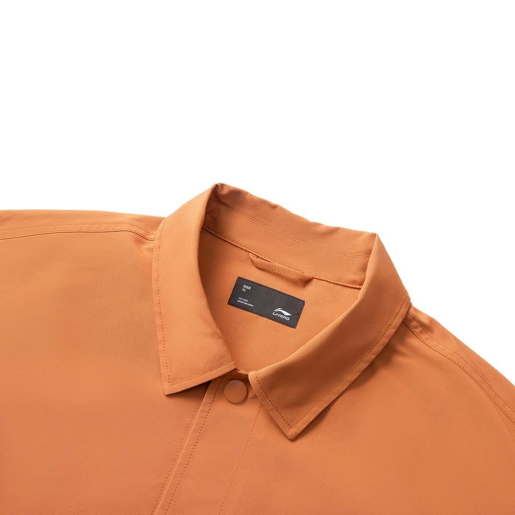 Li Ning Comfortable Casual Simple Loose Letter Print Polo Jacket Unisex Jacket Amber-Brown AJDV085-10