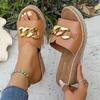 Fashion Fashion Chain Decor Wedge Sandals for Women Summer Lightweight Platform Slippers Woman Plus Size 43 Comfort Non Slip Beach Shoes