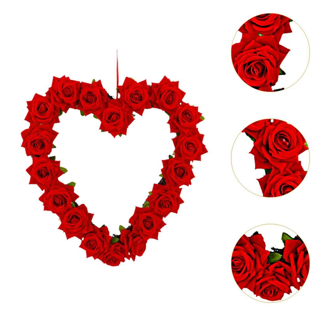 Ghirlanda a Forma di Cuore Romantica Ghirlanda per San Valentino Ghirlanda per Porta d'Ingresso per Anniversario Festa Matrimonio Finestra Festività Interno