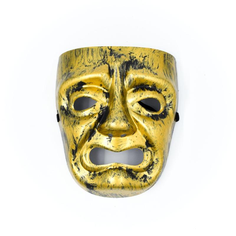 

Halloween Party Mask Funny Pain Face Emoji Mask Adult Antique Show Ball Party Mascara Scary Mask Cosplay Props золотий