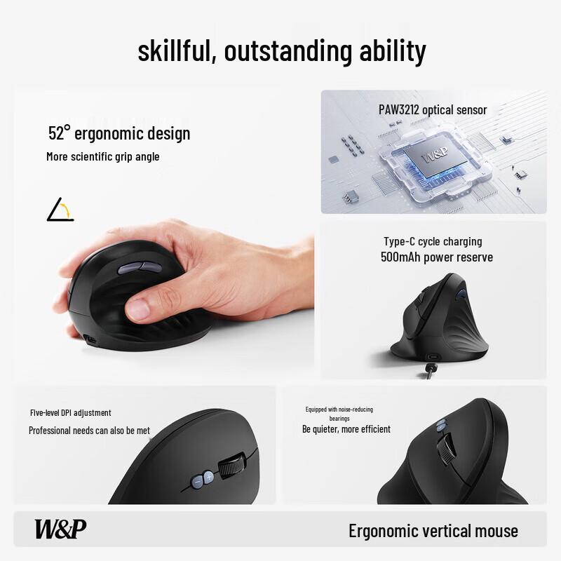

W&P MV50 Ergonomic Vertical Wireless Mouse