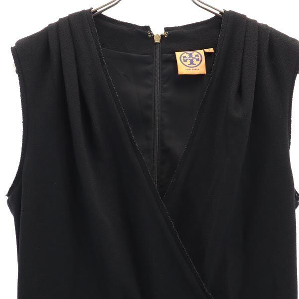 Tory Burch Frill Design No Sleeve Frill Design One Piece 4 Black Back Zip Women Used
