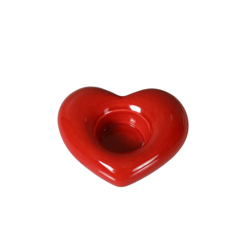 Creative Ceramic Heart-Shaped Candle Holder Candlelight Dinner Candle Holder Holiday Decor Abstract Art Heart-Shaped Candle Base