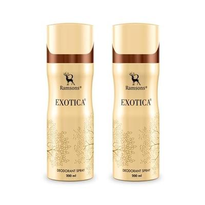 Ramsons - EXOTICA Dezodorant w sprayu | 200 ML x 2 | Perfumy do ciała dla kobiet | TN - Brzoskwinia, Kwiat pomarańczy | MN - Miód, Jaśmin, Róża | BN - Wanilia
