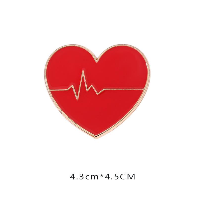 New Creative Medical Medicine Equipment Brooch Pin Stethoscope Electrocardiogram Heart Shaped Pin Brooches Lapel Jewelry