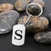 Stainless Steel Alphabet Charm Keychain - Smooth Surface, Retro Style Gift Pendant