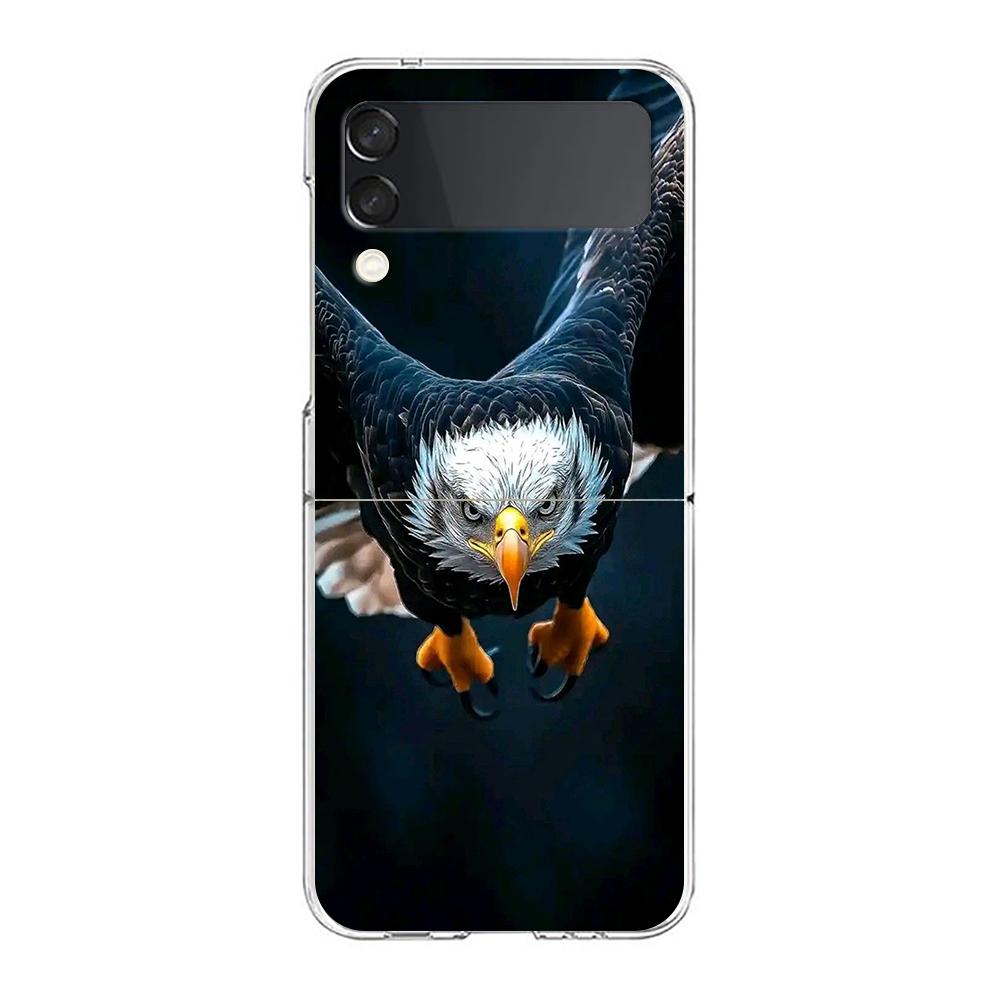 

Phone Cover For Samsung Galaxy Z Flip 7 6 5 4 Case Transparent For Samsung Z Flip 3 Hard PC Foldable Bag Eagle Hawk Bird Pattern for Z Flip 7