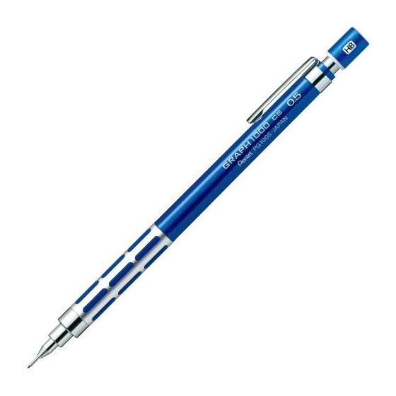 Pentel Graph 1000 CS Mechanical Pencil, Blue, 0.5mm, Drafting Pencil, Low-Center-of-Gravity Design, 4mm Tip Pipe