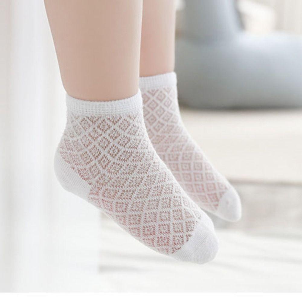 4Pairs Cotton Baby Ruffle Socks Hollow Toddle Short Socks Cute Kids Mesh Tube Socks  First Walkers