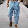 Herren Baumwolle Leinen Hose Sommer und Herbst Einfarbig Hohe Taille Weitbeinige Hose Männlich Locker Hanf Lässig Atmungsaktiv Sporthose