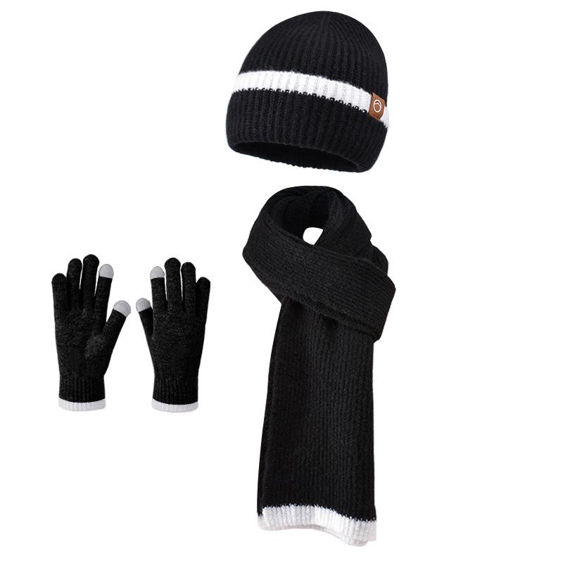 Kvinnor Höst Vinter Varm Tjocka Öronskydd Mössa Kall Utomhuscykling Stickad Mössa Set Söt Söt Mössa Scarf Handskar Tredelad Set