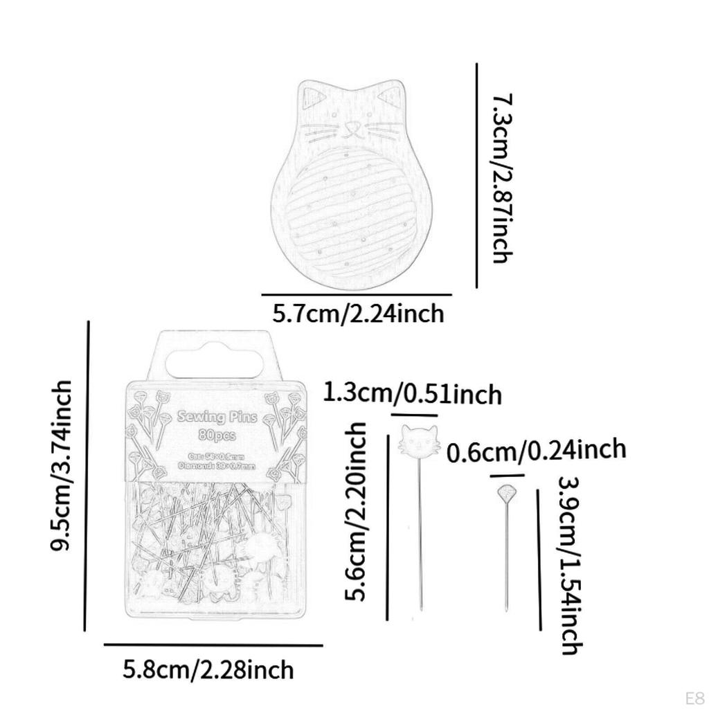 Compact Pincushion with 80 Straight Pins for Home And DIY Projects