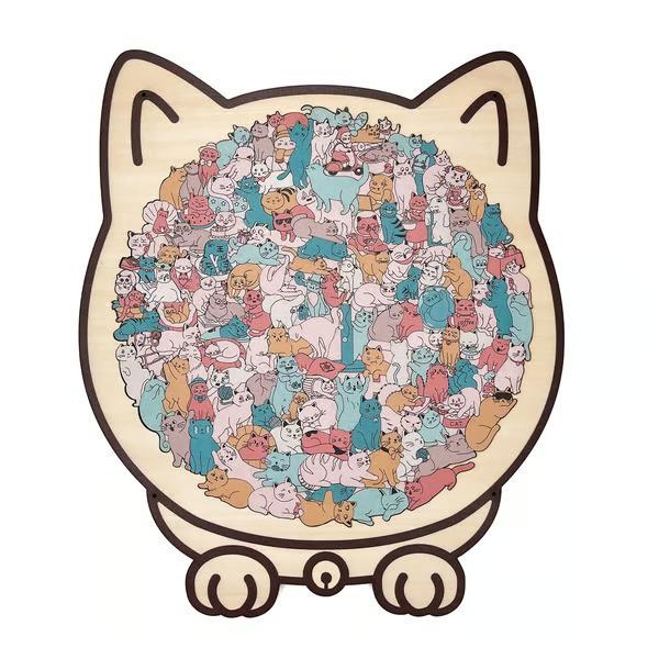 135-Piece Cat & Dog Animal Wooden Jigsaw Puzzle Ornament for Creative Home Decor