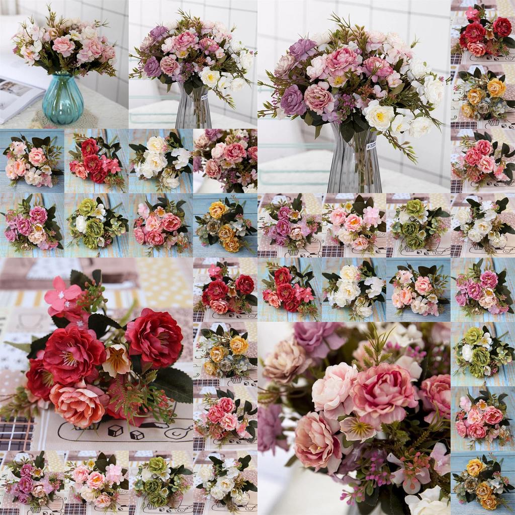 High Realistic Silk Peony And Rose Artificial Bouquet For Bridal And Event Decor