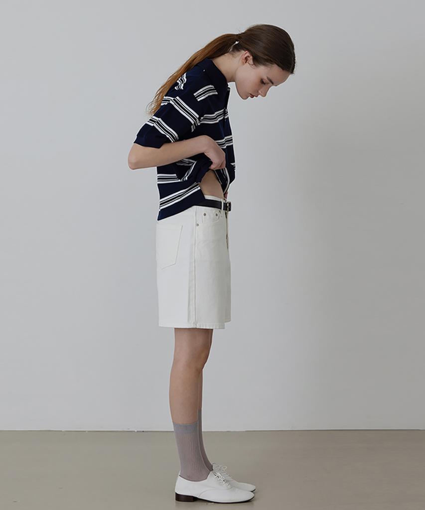 Kwinseulaebis Stripe Collar Half Sleeve Pk T-Shirt_Red_2Colors