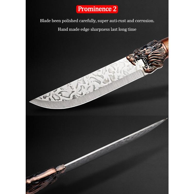 4pcs Stainless Steel Hand Forged Kitchen Knife Boning Knife Killing Pig Knife with Sharp Butcher Knife Fruit Knife