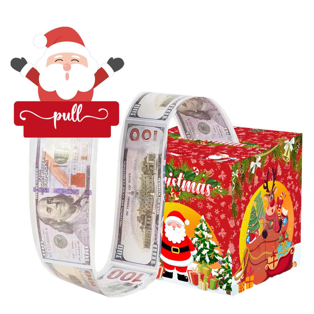 Santa Red Christmas Paper Money Box Festive Celebration Decor And Giving Gift