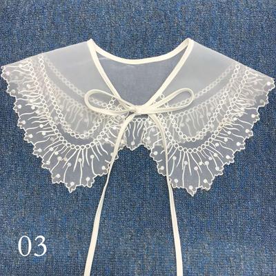 Women Blouse Doll Collar Fake Collar Embroidered Bow Detachable Lace Necks Shirt Sweater Accessories KTB