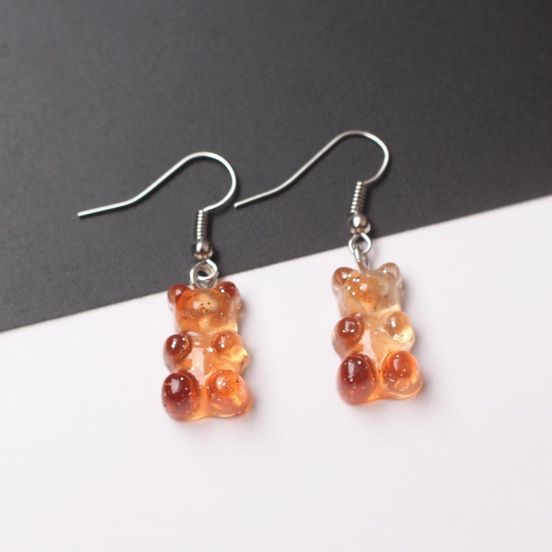 Kreative Niedliche Süßigkeiten Bunte Tier Gummibärchen Ohrringe Minimalismus Cartoon Design Damen Ohrhaken Hänger Zirkon Kinder Geschenk