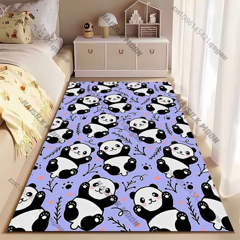 Cute Playful Panda Pattern Carpet Yoga Living Room Room Decor Children's Crawling Mat Doormat Area Rug Games Mat
