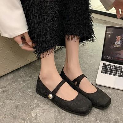 Fashion Fashion Flat Shoes Women Spring New Fashion Luxury Shoes for Women Square Toe Ballet Pink Mary Jane Casual Buckle Shoes Female
