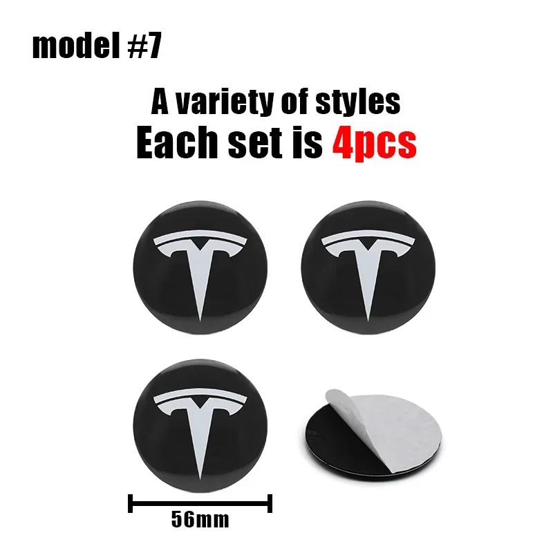 Car Sticker Tesla Car 56mm Emblem Wheel Hub Center Cap Stickers For Tesla Model S Model3 2024 Model Y X Tire Center Cover Badge