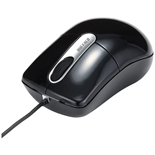 BUFFALO Wired Optical Mouse Quiet/3 Buttons/M Size Black BSMOU27SMBK