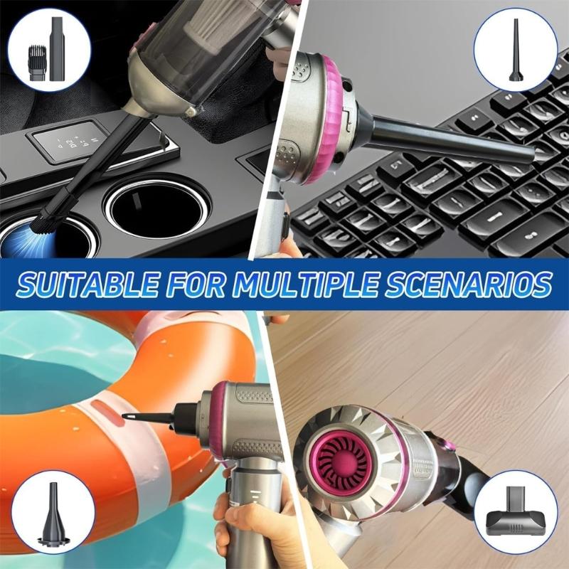 Quiet Handheld Auto Vacuum 6000mAh Battery 35 Minutes Runtime 8 Multiple Surfaces Attachments for Home Camping Cleaning