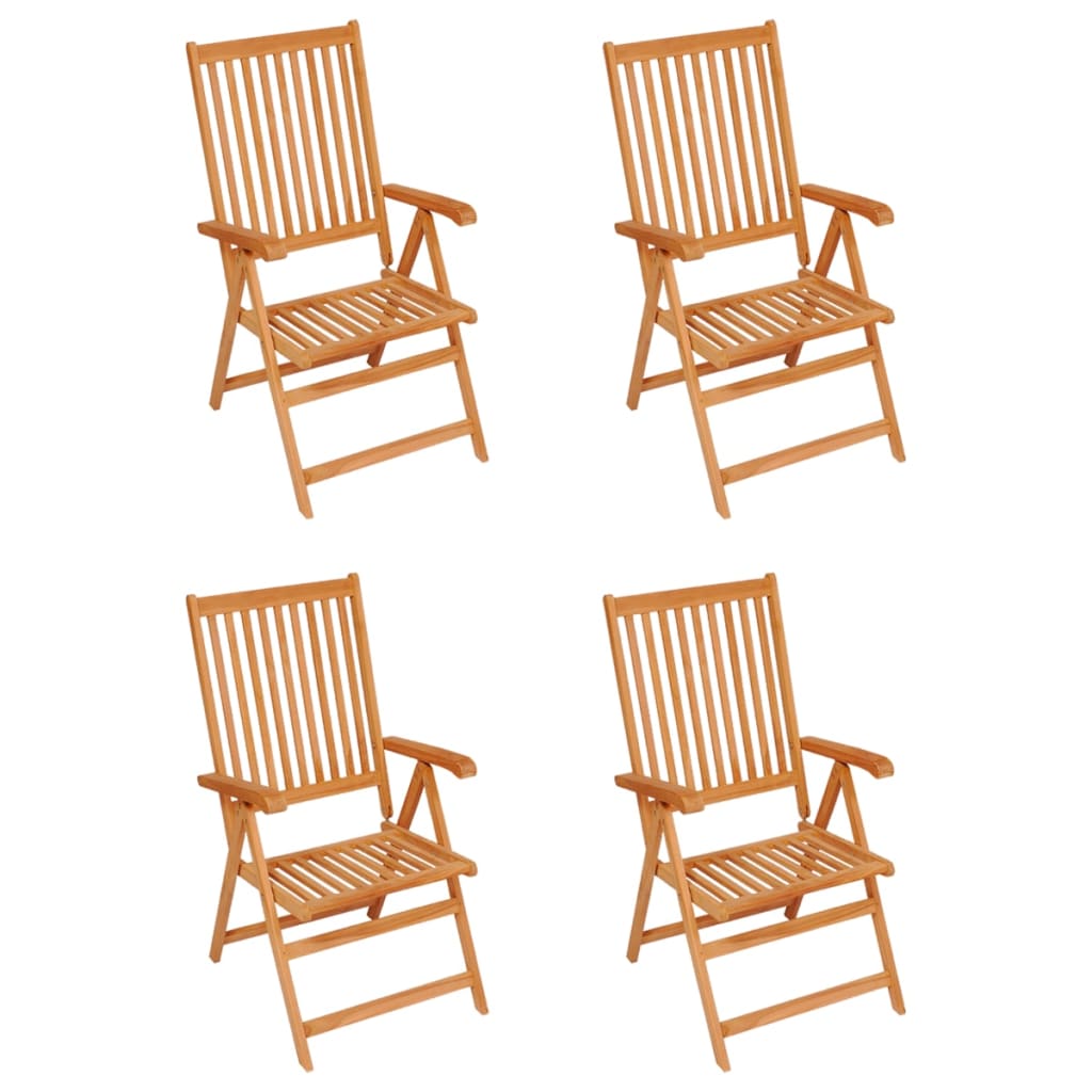 Garden Chairs 4 pcs with Cream Colored Cushions Solid Teak Wood