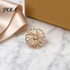 Secure Clasp Brooch Pin, Hollow Swirl Flower Pattern Lapel Pin with Rhinestones Inlaid, Durable Spiral Petals Design Versatile Badge for Coats Shirts